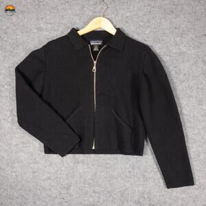 Patagonia Full-Zip Sweater Black Long Sleeve Pockets Knit Women's Size Medium